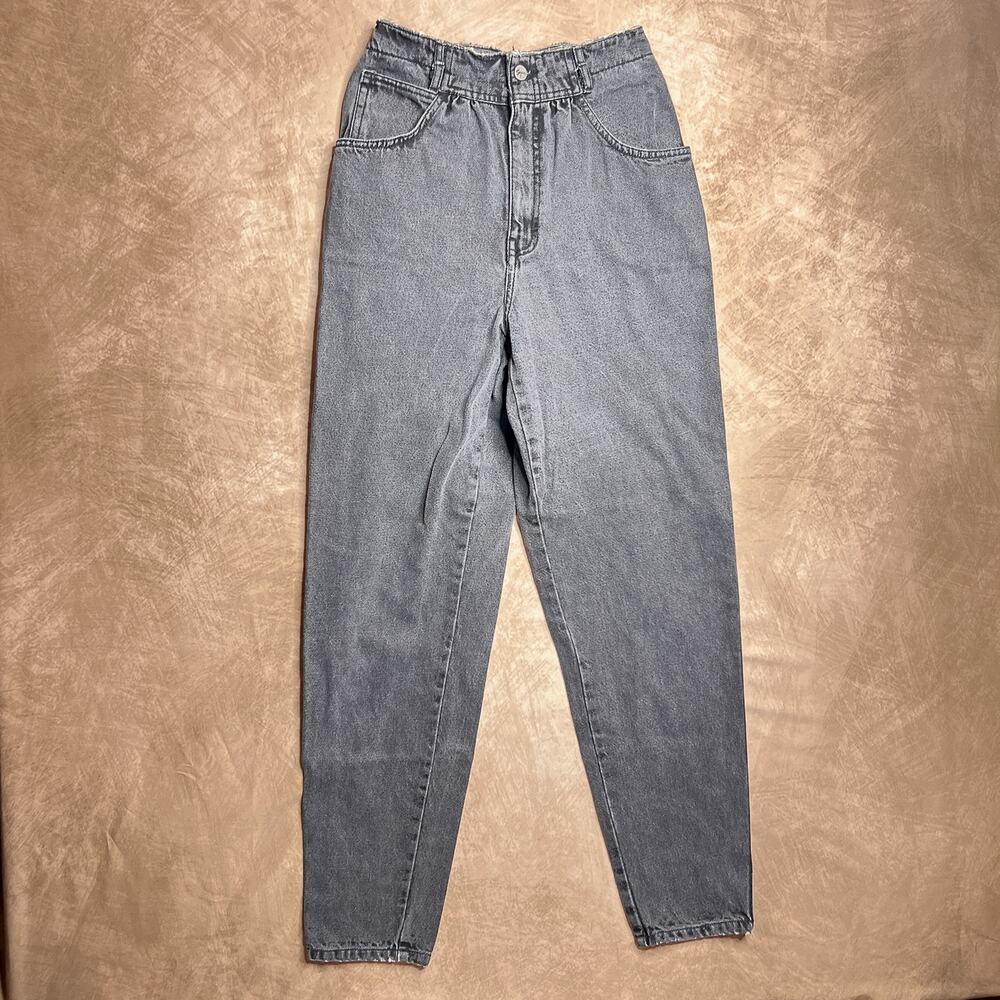 Vintage 90s Sync High Waisted Wide Taper Leg Grey Denim Jeans Pants Women's 8